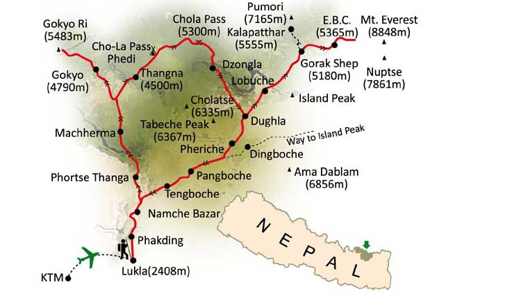 Everest Base camp Trekking Route & Map