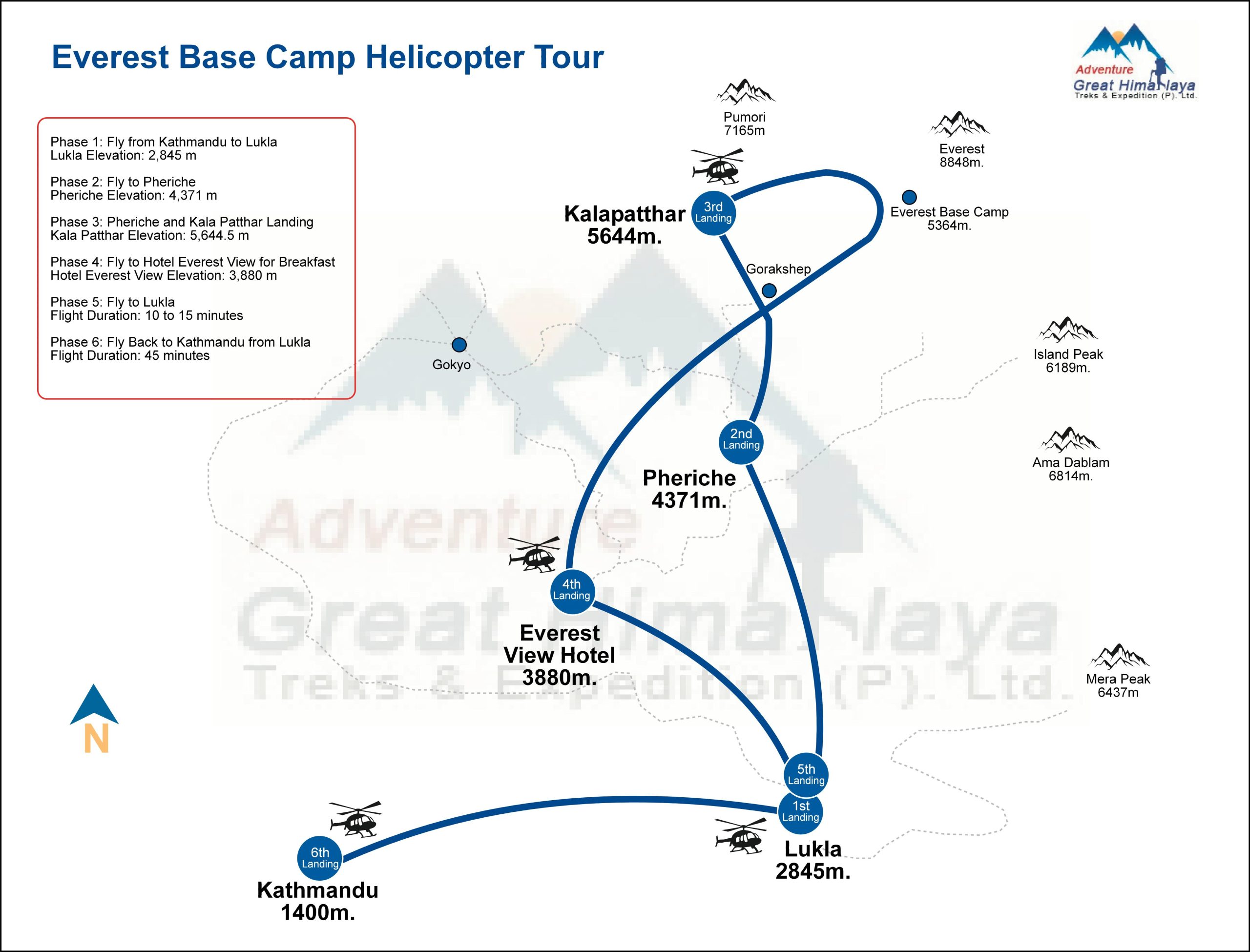 Scenic Mount Everest helicopter tour with a flight landing at Kalapathar (5545m)